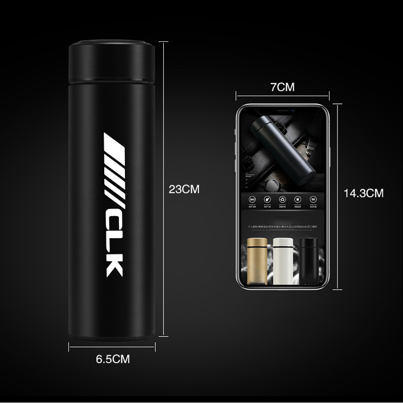 Car Thermoses Water Bottle Portable Travel Mug with Smart LCD for Mercedes Benz AMG CLA CLK CLS SLC SLK Auto