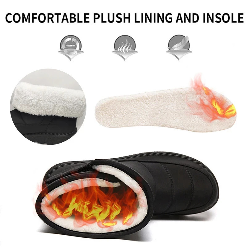 Rimocy anti slip and waterproof womens snow boots 2024 thick plush winter ankle boots womens platform keep warm cotton padded shoes 241111