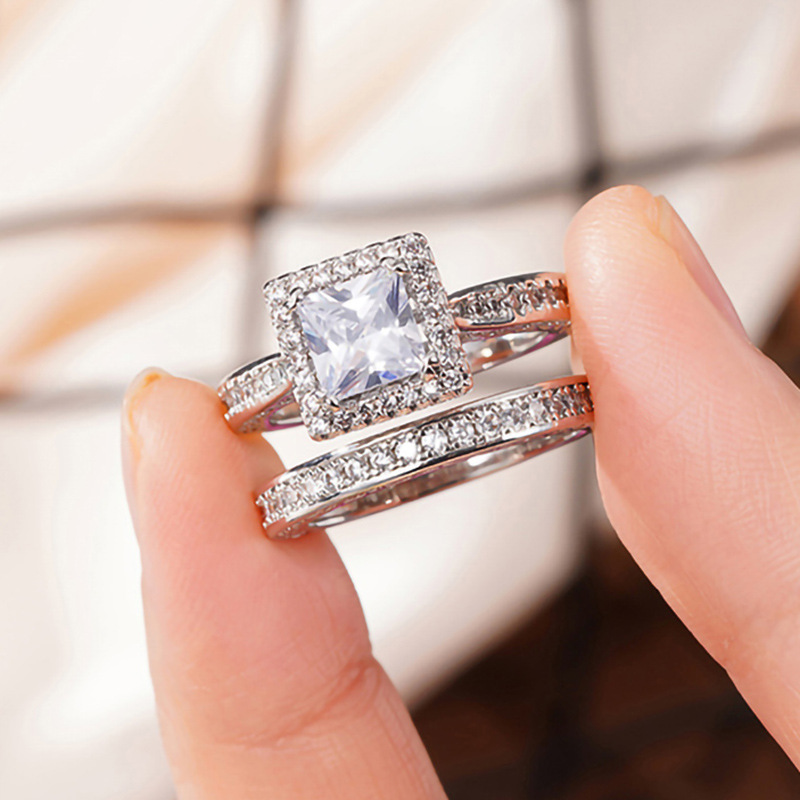 Choucong Handmade Wedding Rings Vintage Jewelry Gold Fill Princess Cut White Cubic Zircon CZ Dia Party Eternity Women Fashion Couple Ring Set Gift d3f
