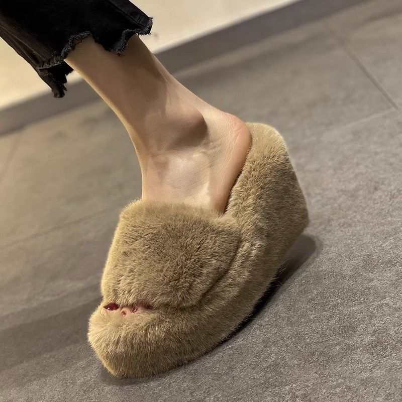 Women's New Autumn/Winter Thick Bottom Slope Heel Home Soft Bottom Cotton Mop.