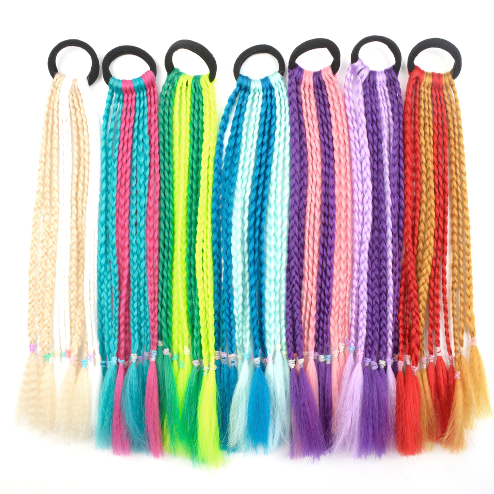 Kids Synthetic Blue Dirty Braided Ponytail With Elastic Band Gradient Color Braiding Pony Tail Hair Extensions For Girls Party e8afc 5 9ef13