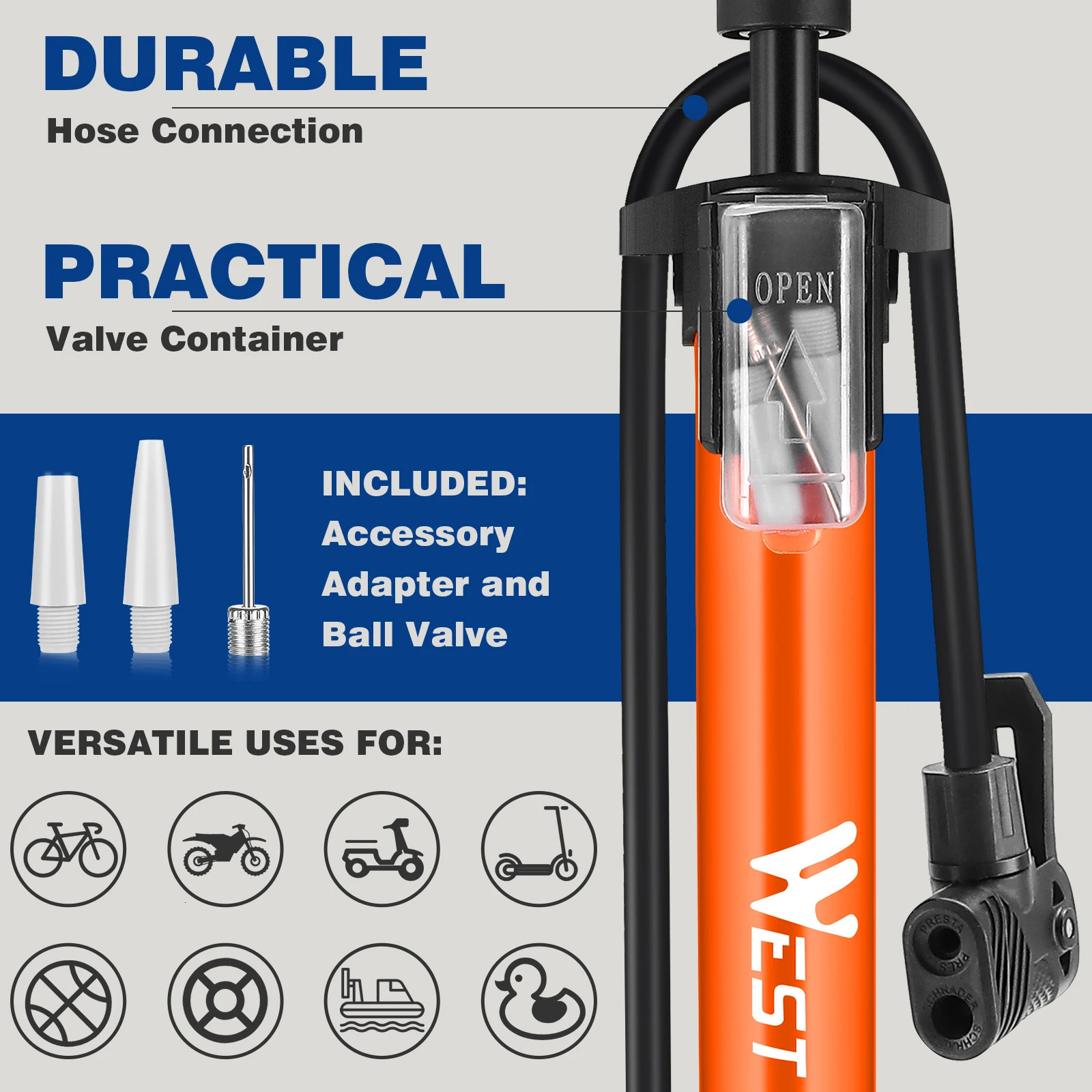 WEST BIKING 160PSI Bicycle Air Pump with Schrader Instrument Presta Road Bike Ball High Pressure Tire Inflator Steel Bicycle Pump 241112