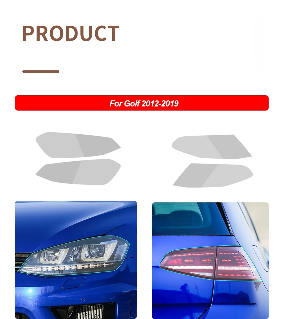 Suitable For VW Golf 7 2012-2019 HD Car Headlight Tint Protective Tailight TPU Sticker Decor Film Accessorie