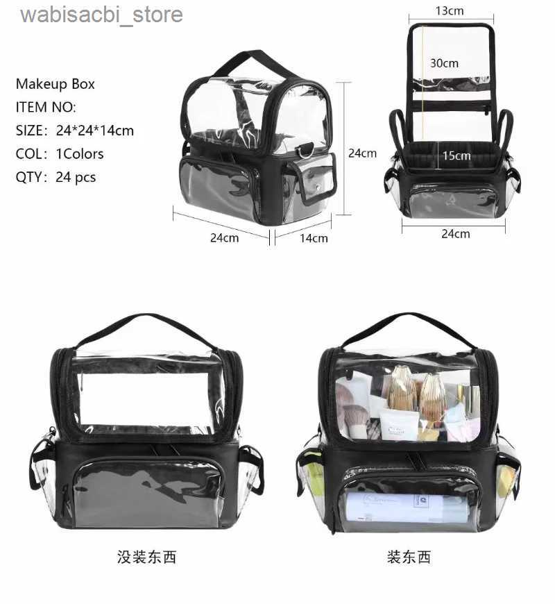 Cosmetic Bags PVC Womens Bags Salon Makeup Tool Backpack Hairdressing Storage Transparent Waterproof Travel Bag Barber Accessories L49