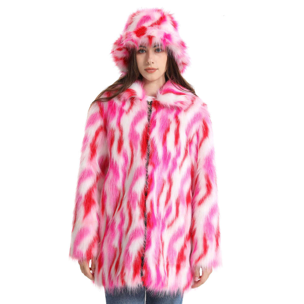 shanshi fur coat women New mid length jacket floral plush casual seven color faux fur women's clothing