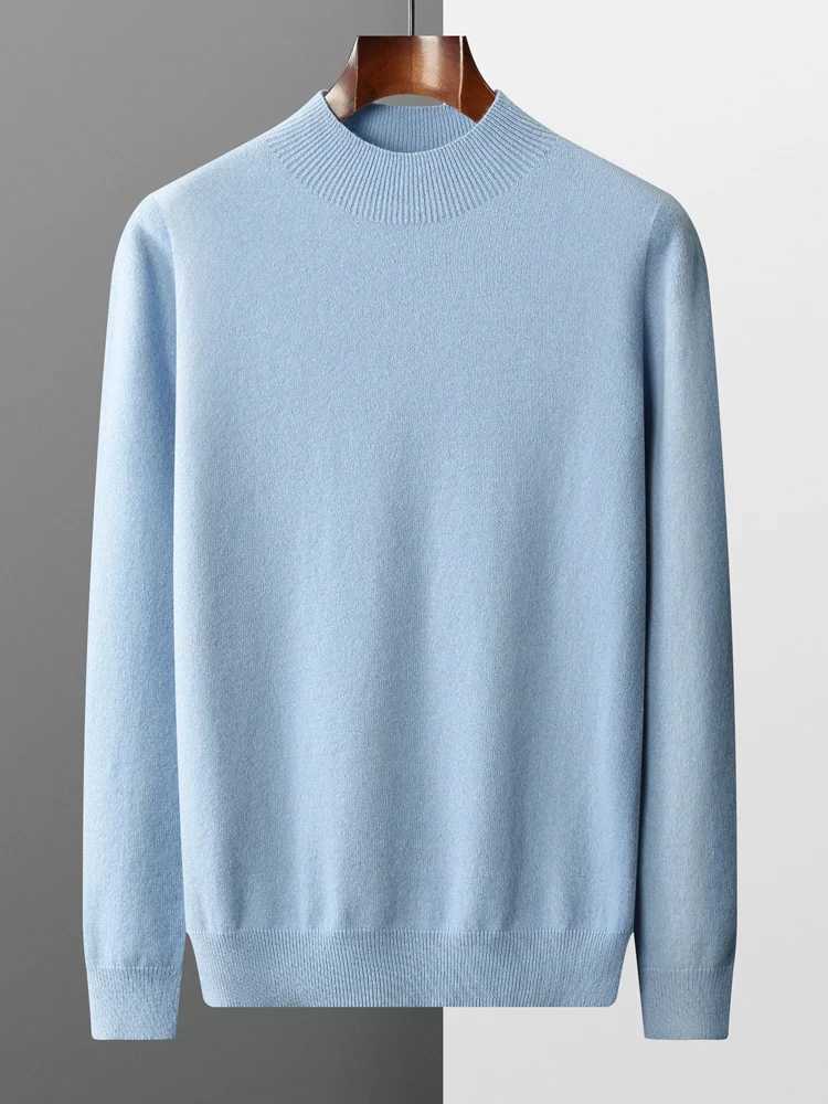 Autumn and Winter Mens Woolen Sweater First Line Preparation Durable Pulling Flower Half Neck Long Sleeve Casual Jumping Pure Wool Knitted Sweater W24