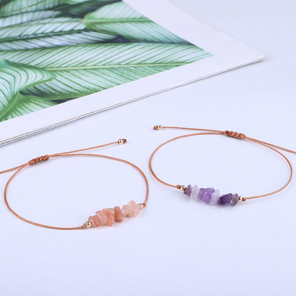 Stone Woven Rope Amethysts Beach Body Jewelry Bohemia Bracelet Crystal Gravel Bracelets Women Jewelry Accessories f5ec0