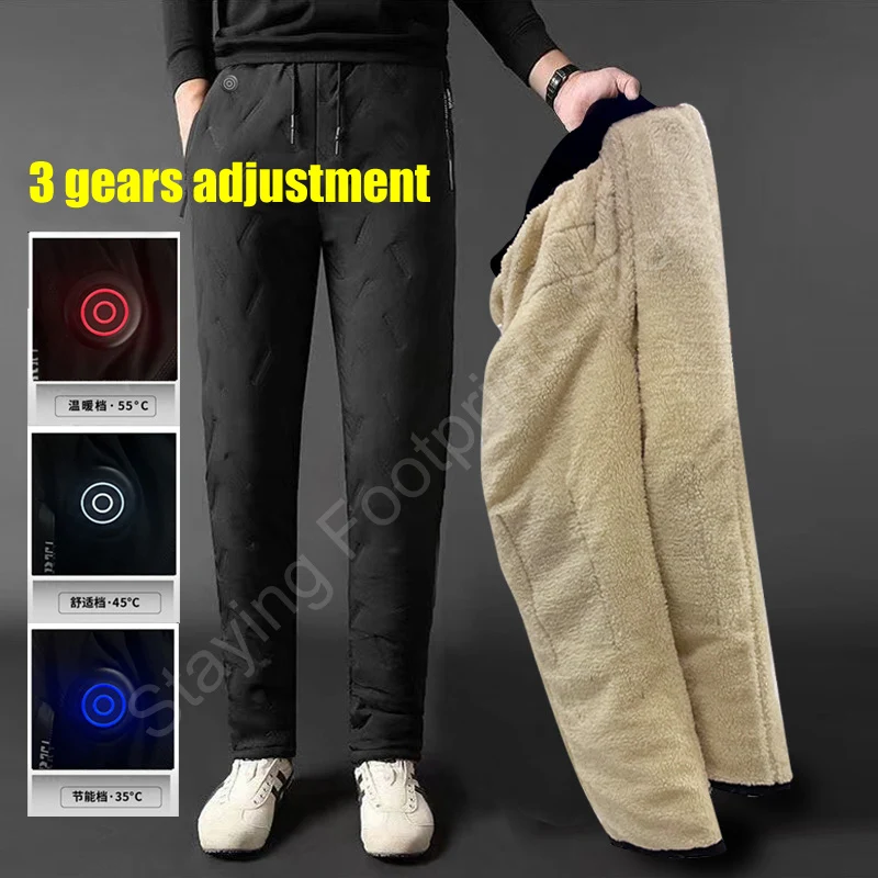 Heating Pants Men Women Elastic Waist Electric USB Heated Work Pants Trousers Skiing Motor Winter Thermal Pants Plus Size 6XL