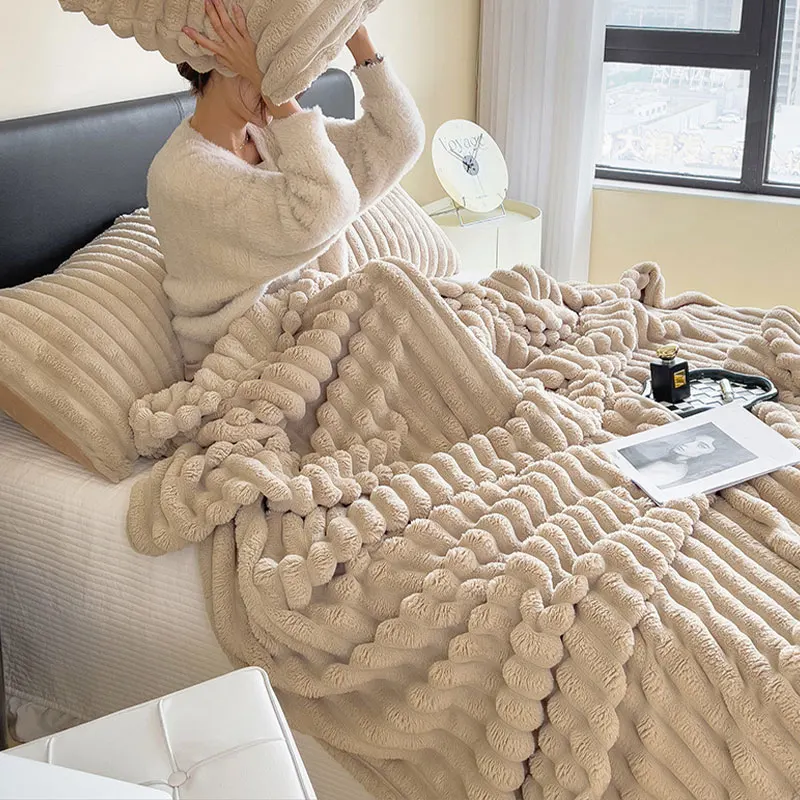 2023 Winter Fur Plush Blanket Warm Super Soft Blankets Bed Sofa Cover Luxury Fluffy Throw Blanket Bedroom Couch Pillow Case