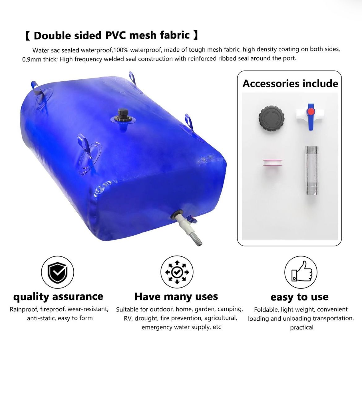 Water bladder Large capacity emergency container camping, farm and garden Folds easy storage - ideal for rainwater irrig