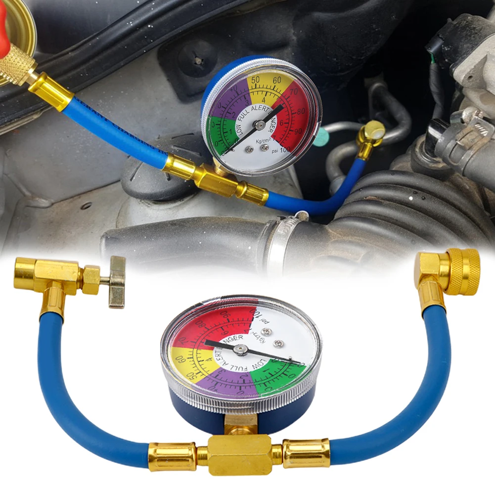 1-5PCS R134A Refrigerant Charging Hose with Pressure Gauge Air Conditioner Gas Charging Hose AC Recharge Hose for Car Automobile