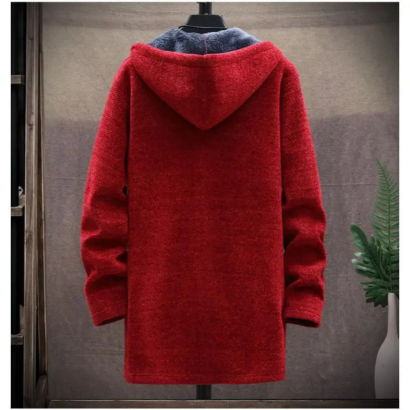 Long Cardigan Men Hooded Sweatshirt Especially Mens Hoodies Coat Man Hoodie Sweater Windbreak Autumn 241112