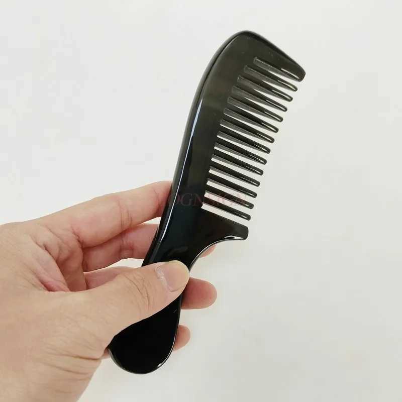 Natural buffalo horn wide comb bead professional massage anti itch curling comb large wide tooth comb natural black W241112
