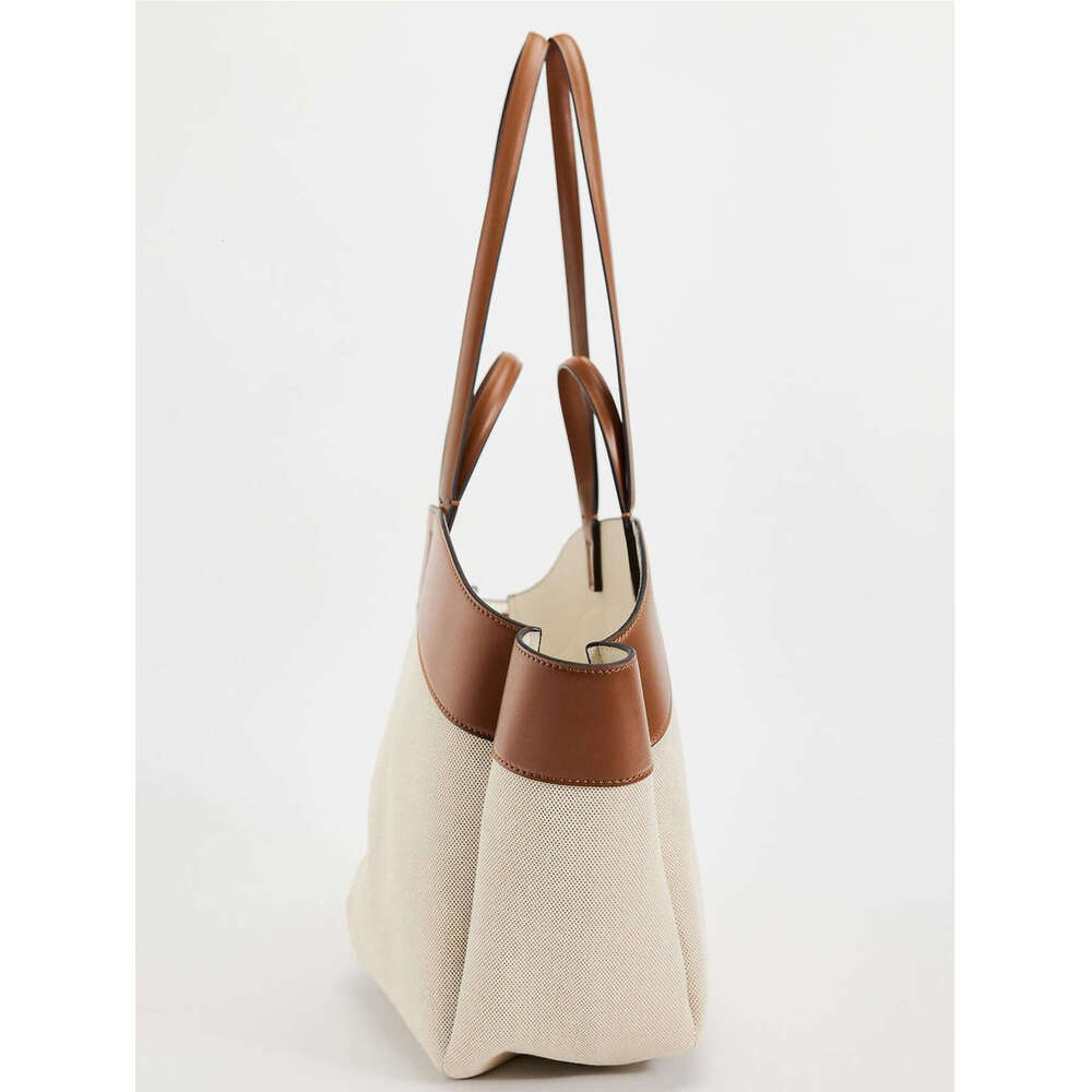 Canvas Women 2024 new fashion splicing large capacity commuter shopping hand bill shoulder tote bag