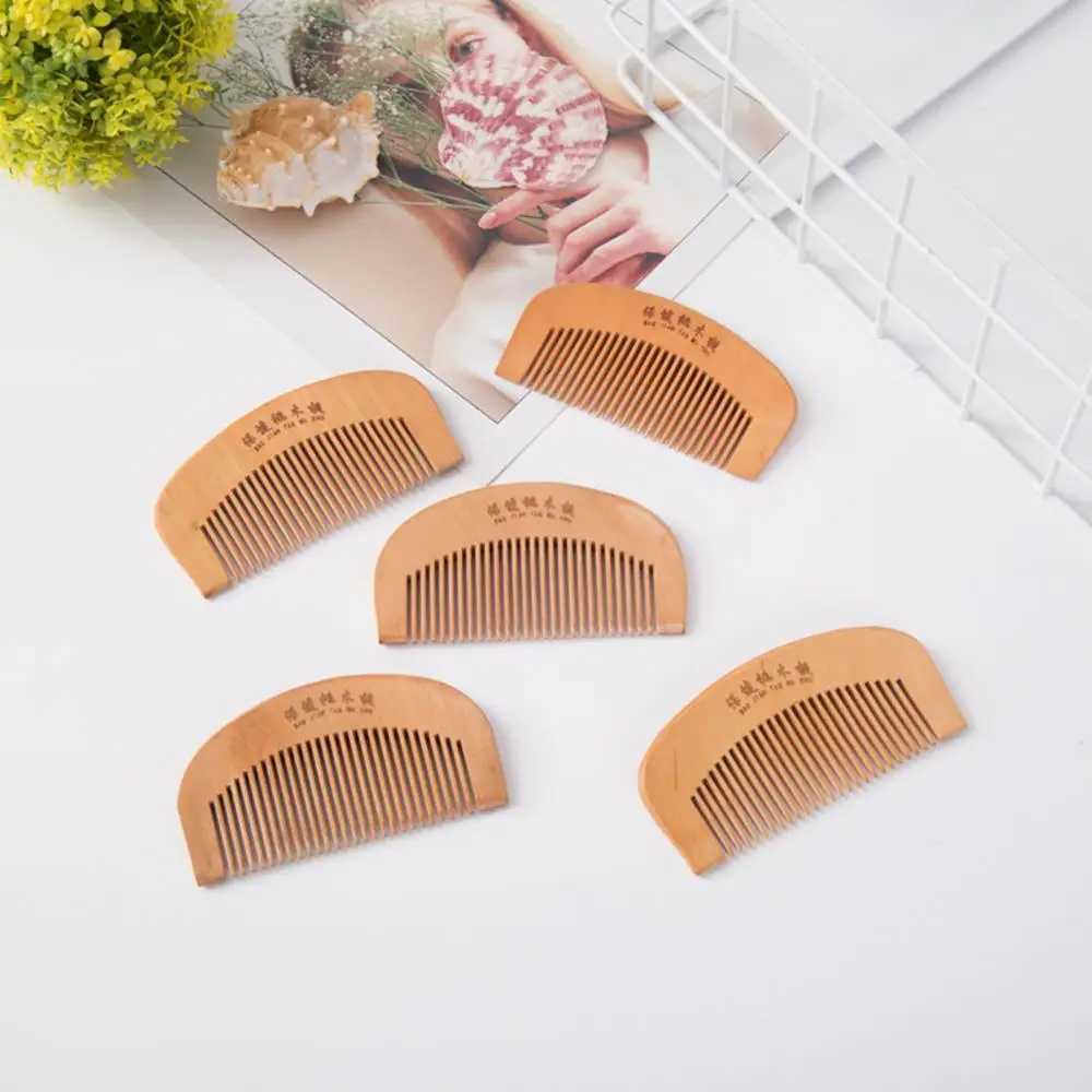 Pcs natural peach wood comb for hair health closed teeth anti-static hair massage beard care beauty accessories W241112