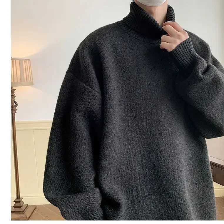 Knitted mens sweater turtle neck loose casual autumn latte Christmas sweater W2411111