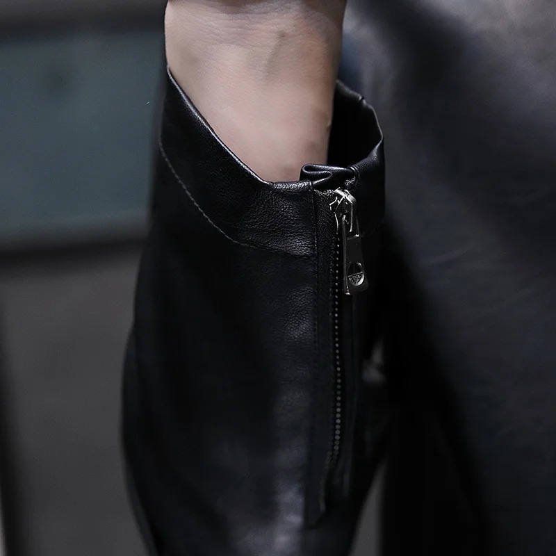 Mens Biker Leather Jacket 2023 Autumn Fashion Trend Decorative Motorcycle Coat 241108