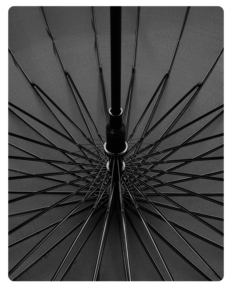 Storm-Resistant Straight Pole Umbrella with 30 Ribs - Large Long Handle Design for Rainy Days