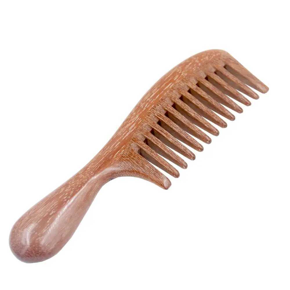 Green Sandalwood Wide Toothed Comb - Anti static Comb Red Sandalwood Wide Toothed and Fine Toothed Comb W241112