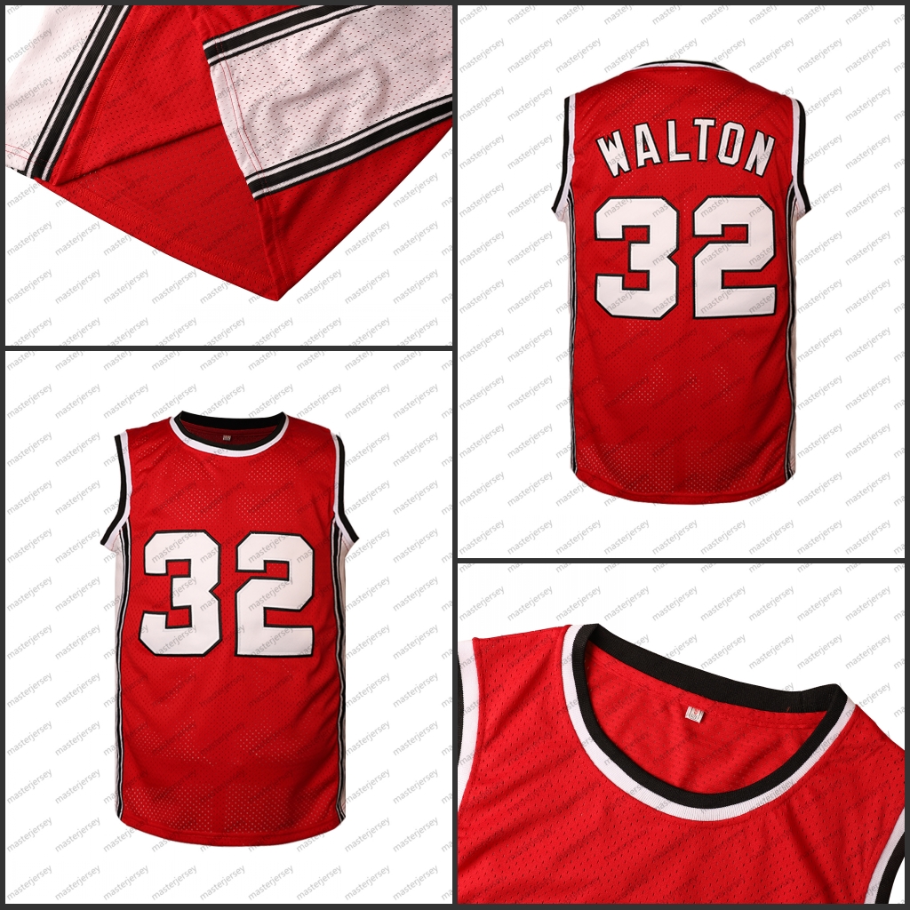 #32 WALTON Men's Basketball Jersey Sweatshirt - Embroidered Movie Mesh Letters & Numbers, Crew Neck Sleeveless Training Vest, Loose Fit Athletic 
