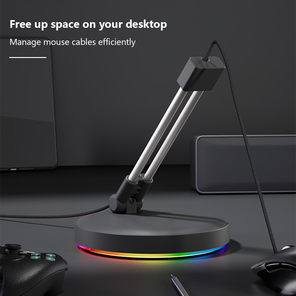 RGB Mouse Bungee Cable Holder Anti-Slip Feet Gaming Mouse Cable Management Cord Clip Fixer Holder Anti-winding for Esports Games