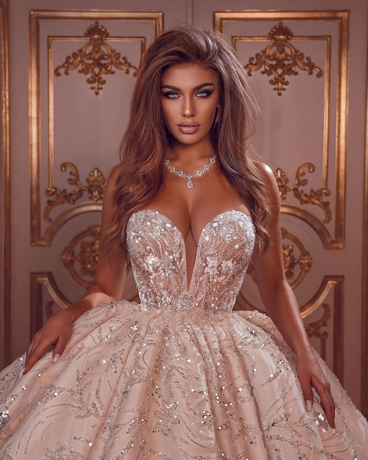 Ball Wedding Dress Sheer Neck Removable Sleeves Bridal Gown Appliques Sequins Detachable Train Dresses Custom Made vestidos de novia