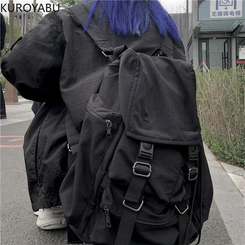 Black Womens Backpack Fashion Womens Backpack Waterproof Large Capacity School Bag Teen Student Y2k Shoulder Bag 241111