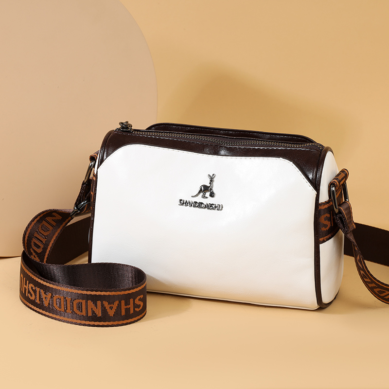 High Quality Oil wax Genuine Leather Messenger Bag Multilayer High Capacity Luxury Shoulder Crossbody Bag Women Handbag Purse
