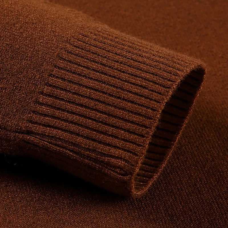 Mens casual work knitted turtle neck sweater solid color printed mens winter clothing W2411111