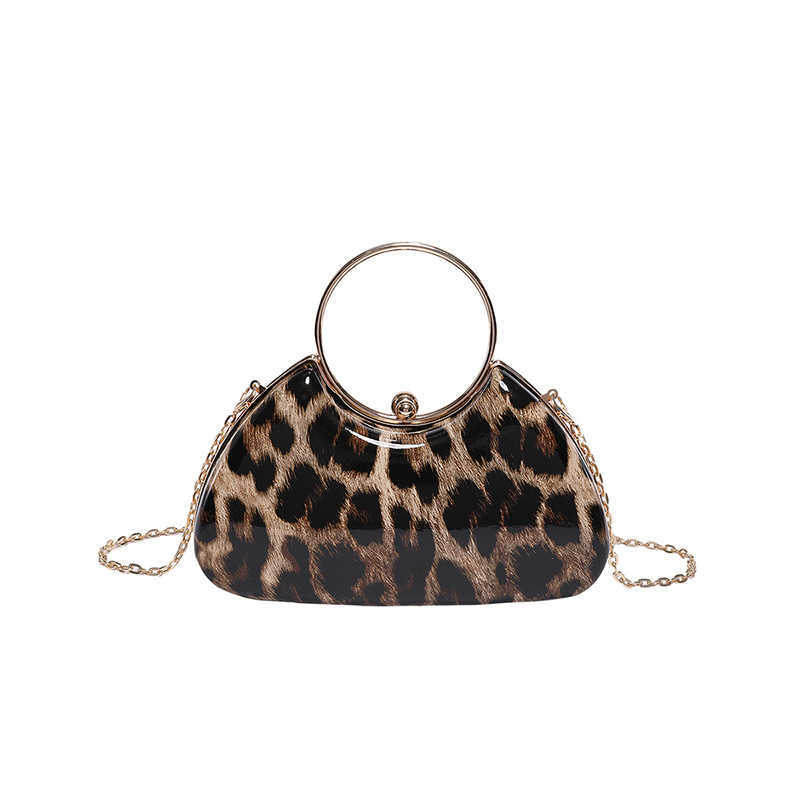 Socialite Dinner Party Banquet Handbag Fashionable Leopard Print Chain Shoulder Niche Crossbody Wallets