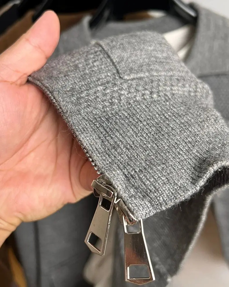 Trendy Mens Knitted Jacket Autumn/Winter Collection Half Zipper Flip Collar Pocket Exquisite Jacquard Casual Coat 241112