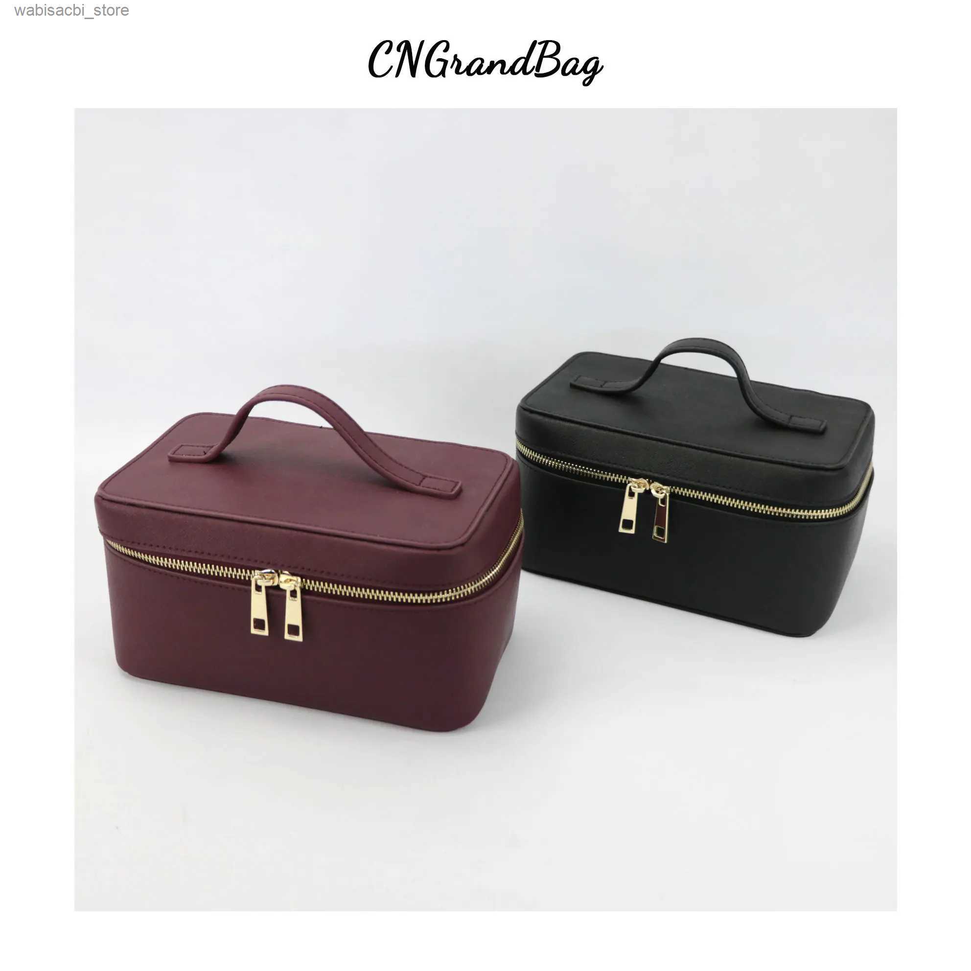 Cosmetic Bags Ladies Saffiano Split Leather Travel Toiletry Case Bag Portable Hanging Makeup Organizer Box Dopp Kit Cosmetic Bag For Women L49