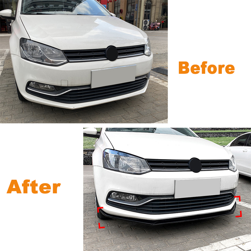 For VW Polo 6R 6C 2009-2017 Car Front Lip Splitter Diffuser Body Kit Spoiler Bumper Guard Protector Auto Accessories
