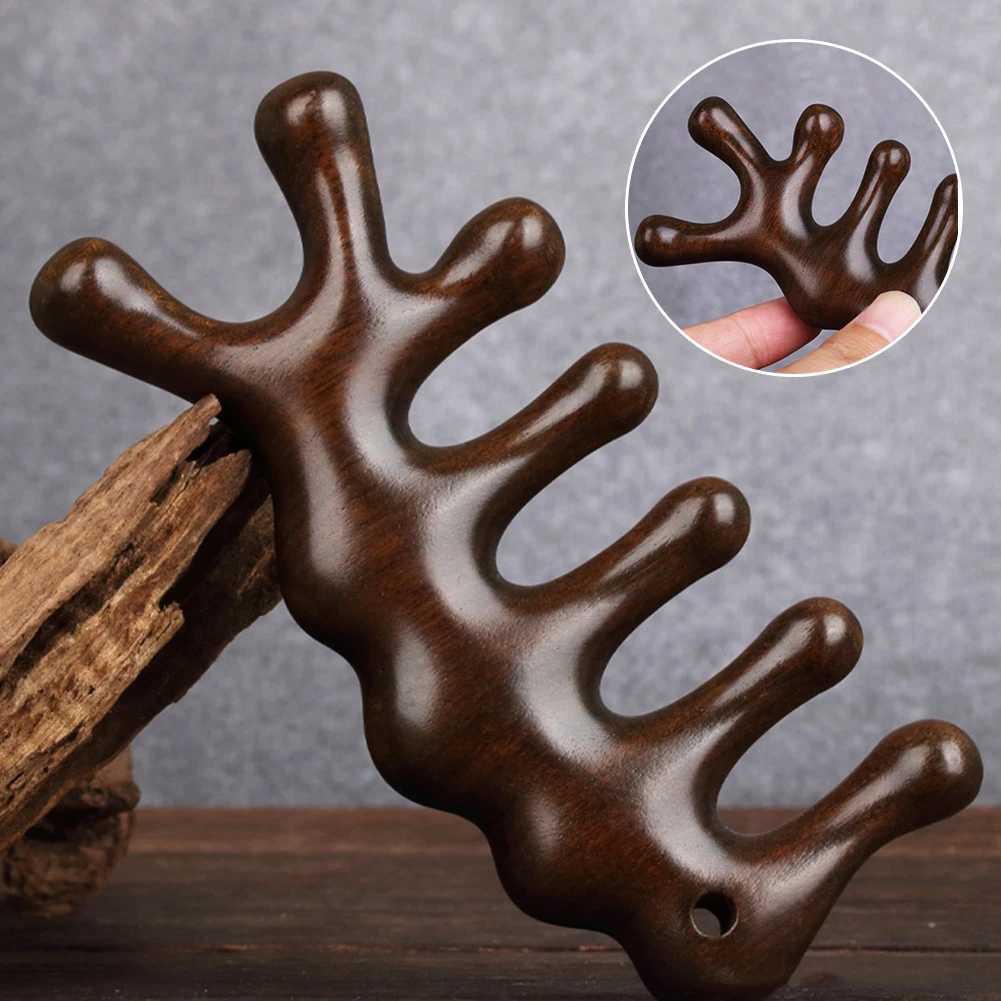 Sandalwood massage comb with wide teeth multifunctional scalp meridian treatment hair brush anti-static hair styling accessories W241112