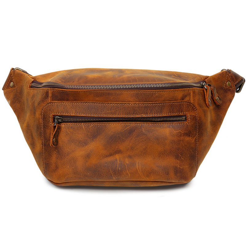 Newsbirds High Quality Vintage Leather Chest Bag Waist Natural Cowskin Male Casual Outdoor Small s For Men Pack bb285