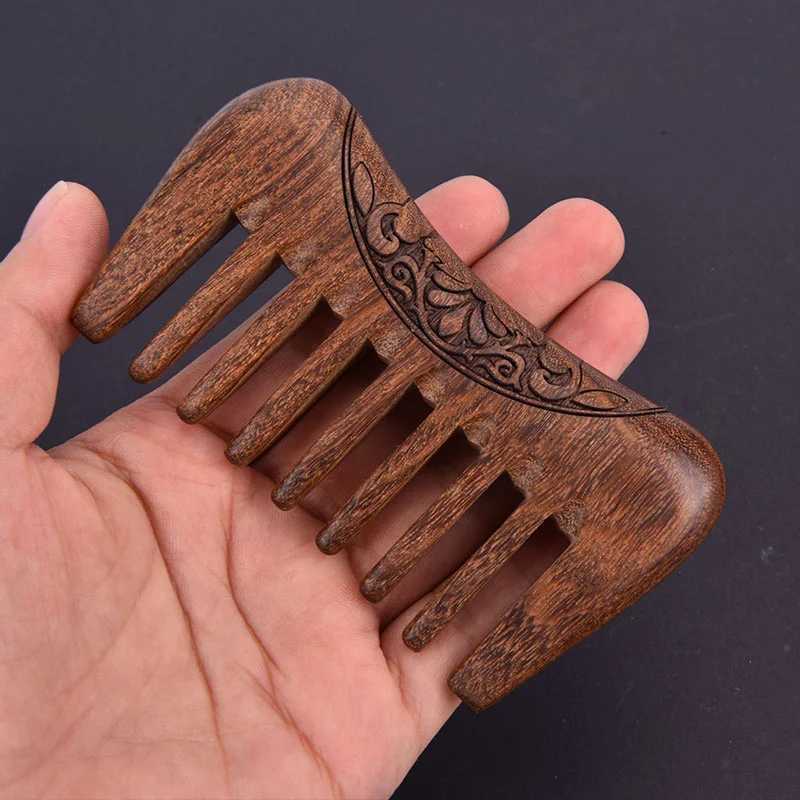 Meridian Comb Portable Scalp Massage Wide Toothed Solid Wood Comb Natural Ebony Anti Static Massage Comb W241112