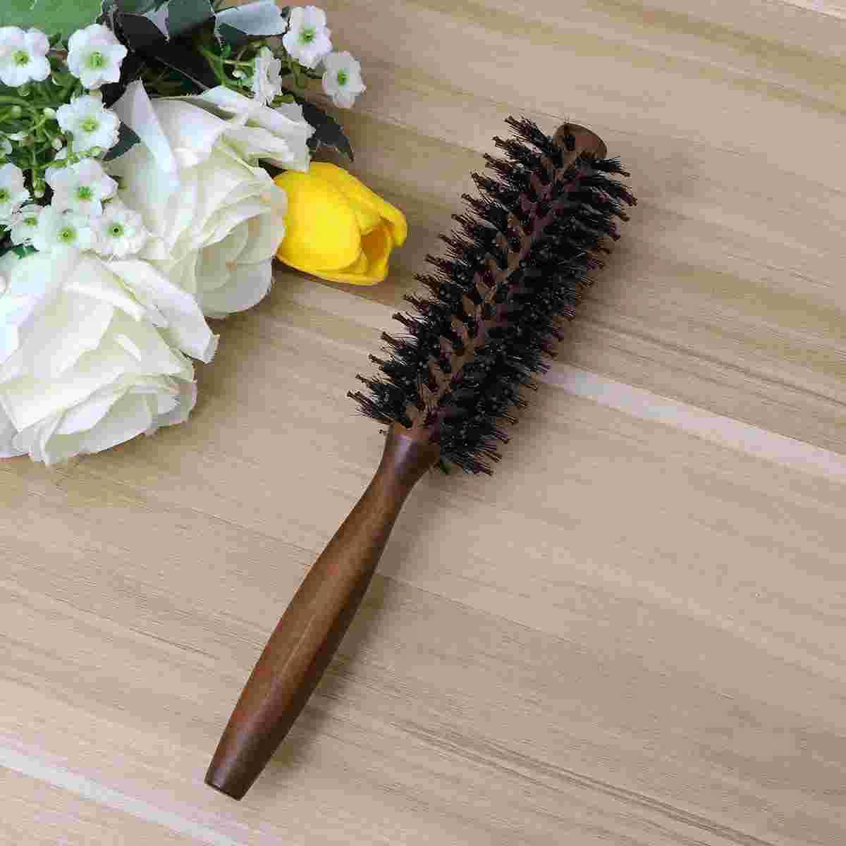 Curling hair dryer round comb suitable for women with curly hair bamboo and wood ladies W241112
