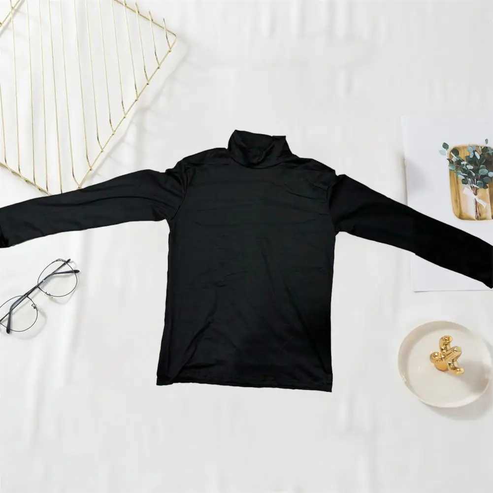 Long sleeved Turtleneck mens Pullover soft solid color elastic knit autumn and winter shirt W2411111