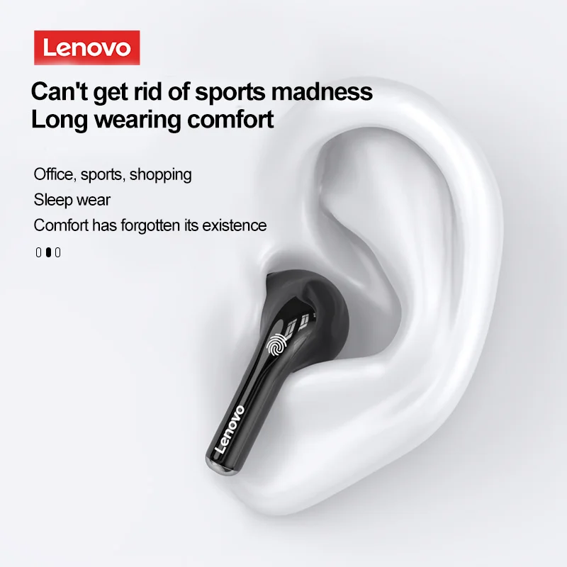 Lenovo LP12 Wireless Bluetooth Headphones with Dual Mics ENC Noise Reduction TWS Bluetooth 5.1 Earphones Touch Control Earbuds