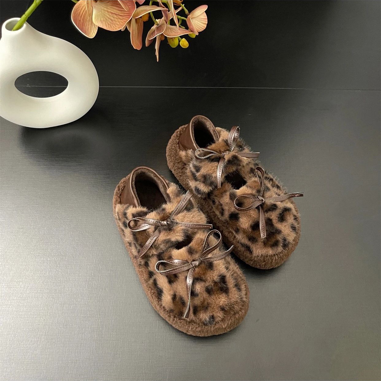 Size Large Loafers Women Low Heels New Designer Leopard New Print Walking Comfort Retro Single Shoes atos Mujer