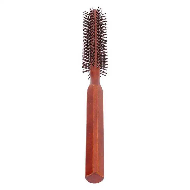 Round shaped hair brush curling iron small wooden brush unisex hair brush makeup salon tool W241112