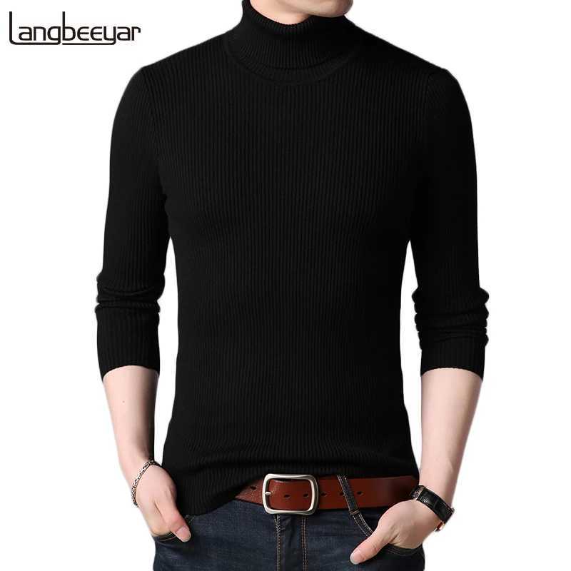 Hot 2023 new winter mens black turtle neck ultra-thin fit winter floral mens solid color knitted sweater mens W2411111