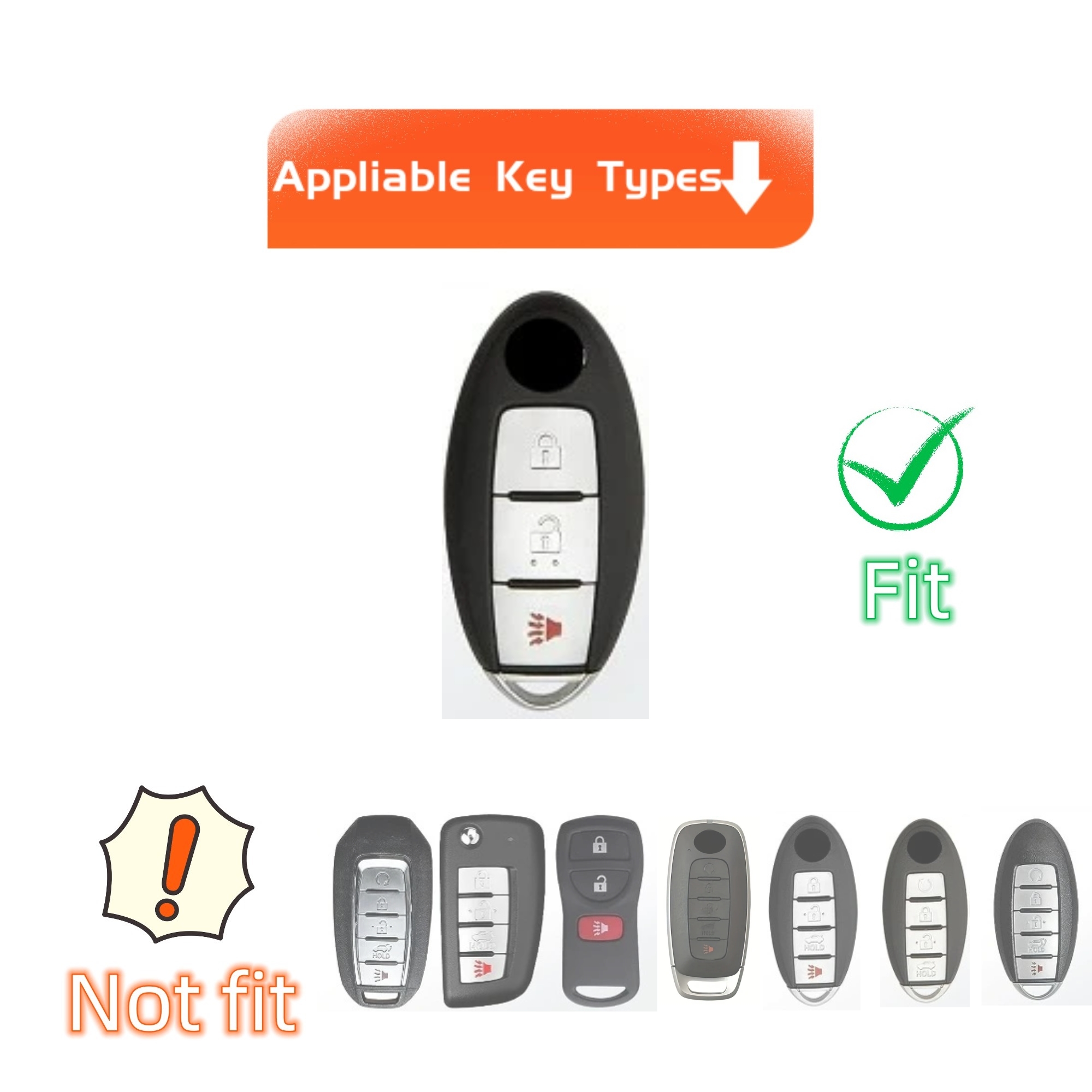 TPU Key Fob Cover with Keychain Lanyard for Nissan 370Z Armada Kicks Murano Pathfinder Rogue Titan Versa Note Infiniti Smart 3