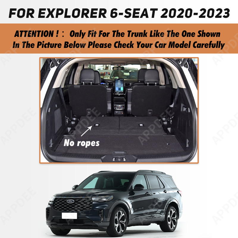 Auto Full Coverage Trunk Mat For Ford Explorer 6-Seat 2020-2023 22 Car Boot Cover Pad Cargo Liner Interior Protector Accessories a334e