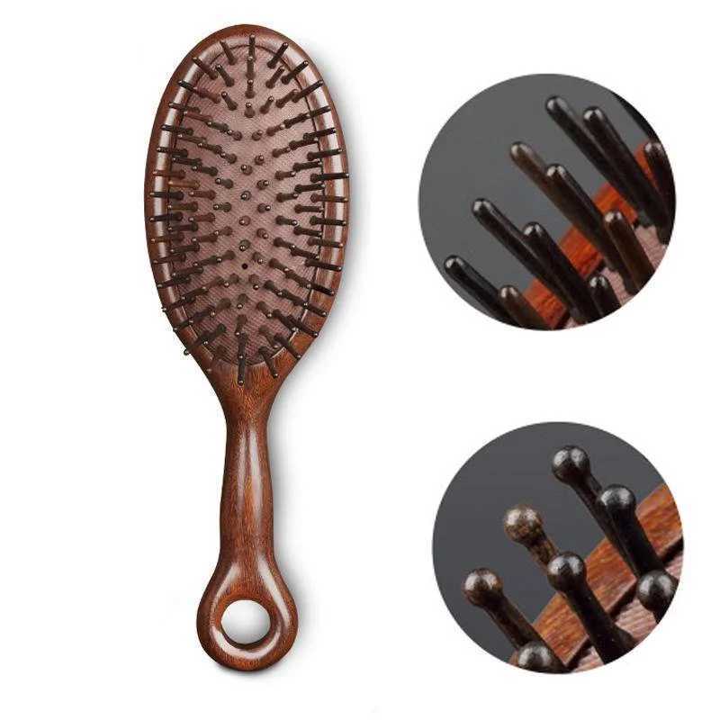 Natural sandalwood air cushion comb anti-static head scalp scraping meridian female massage brush W241112