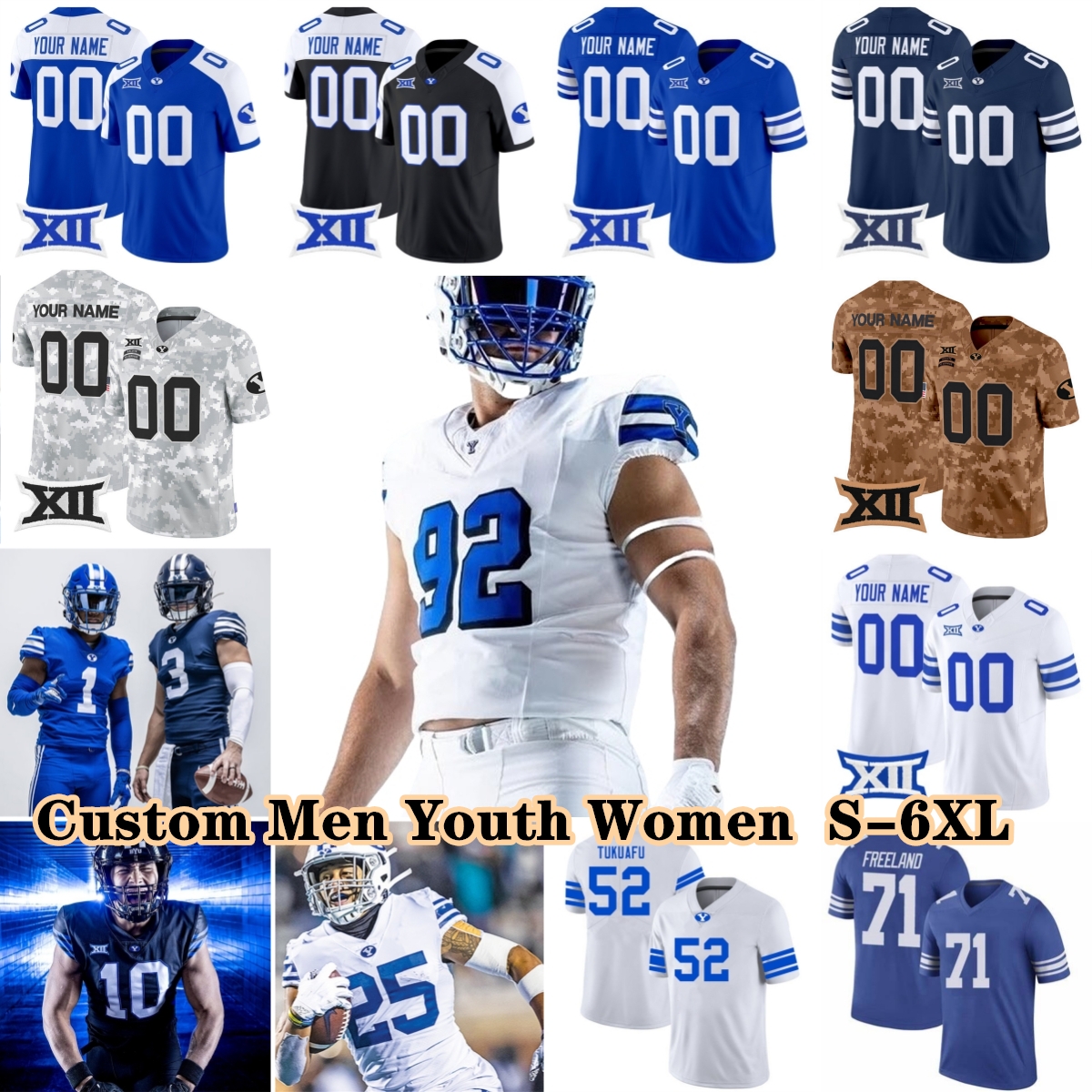 Custom S-6XL BYU Cougars College Football Jerseys 12 Jake Retzlaff 2 Chase Roberts 11 Harrison Taggart Jakob Robinson Parker Kingston Gerry Bohanon Haunga Davis