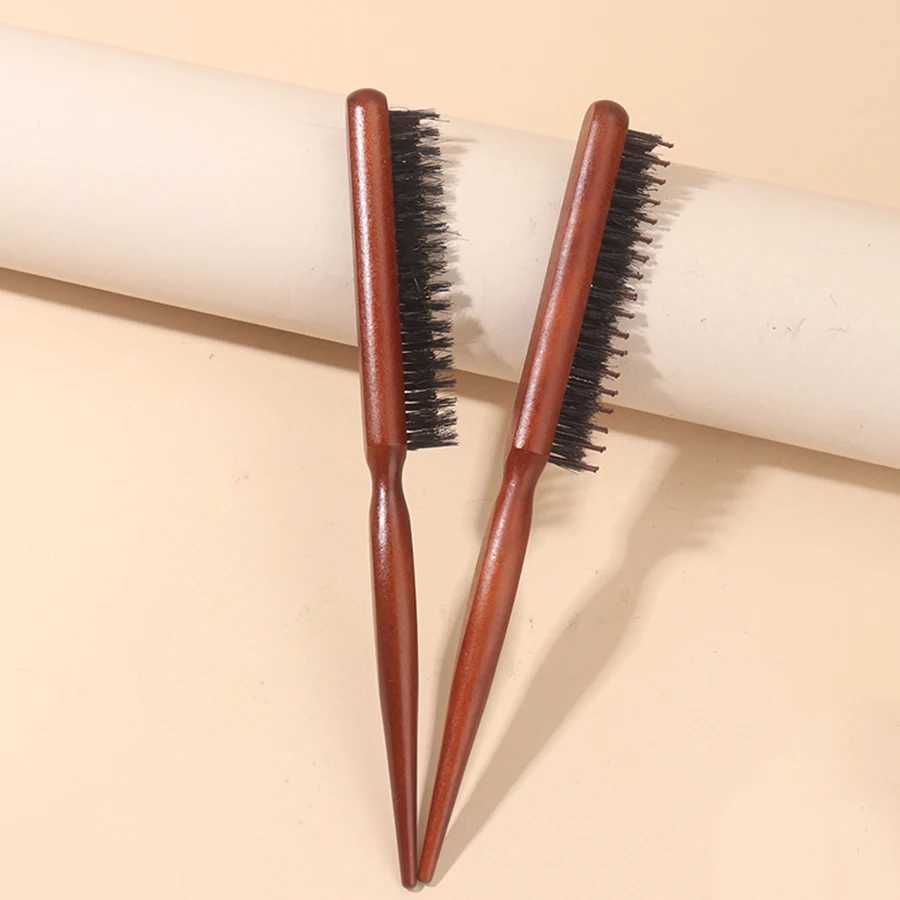 PC Professional Salon Teasing Hair Brush Pig Mane Wooden Comb Fine Line Comb Hair Brush Extended Hairstyling Tool W241112