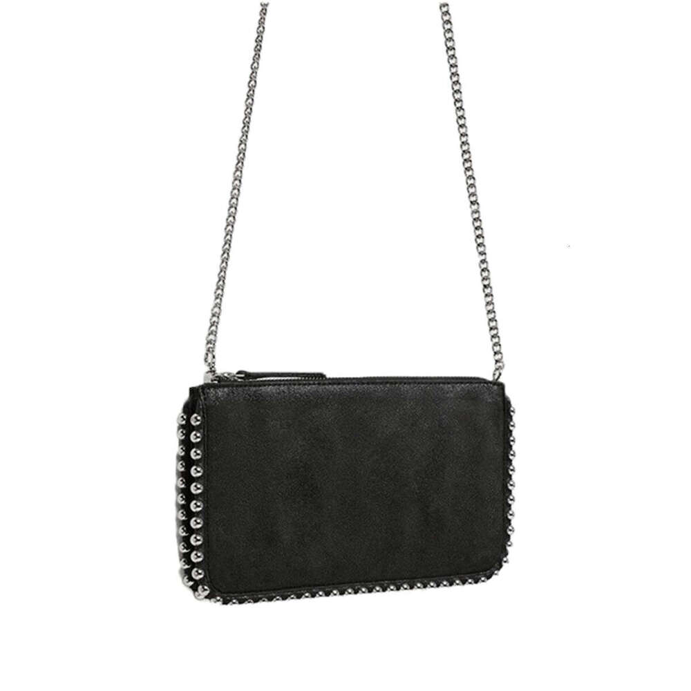 2024 new chain small square fashion rivets decorated black all-in-one crossbody bag