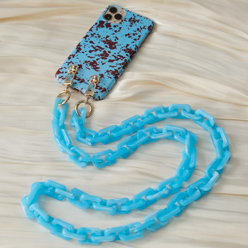 New Phone Accessory Detachable Chain Candy Crossbody Long Phone Case Chains Acrylic Shoulder Lanyard Cell Mobile Patch Strap
