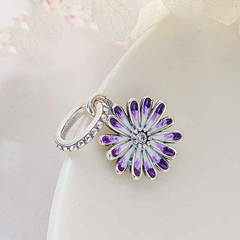 NEW Snowflake Circle Purple Glow-in-the-dark Firefly Dangle Charm Beads Fit Pendant Charms Silver 925 Original Jewerly Bracelet